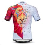 Men's Cycling Jersey Short Sleeve Bicycle Jacket MTB Breathable Bike Biking Shirt Lion Red White Size M