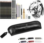 URYOUNGER Drawing Pencils Kit - 26-Piece Sketch Pencils Set with Drawing Pencils and Sketch Pencils, Sketching Pencils Kit for Adults, Beginners and Artists Art Supplies Drawing (Bright Black)