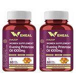 Weheal Evening Primrose Oil 1000MG- Women's Health (60 Softgel Capsules)-Pack of 2