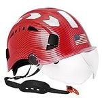 Red Carbon Fiber Hard Hats with Vis