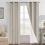 H.VERSAILTEX Primitive Linen Curtains 100% Blackout Curtain Drapes Burlap Fabric Curtains with White Thermal Insulated Liner, Grommet Top Curtains Living Room/Bedroom (2 Panels, 42 x 84 Inch, Stone)