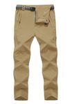 TBMPOY Men's Windproof Athletic Pants for Outdoor and Multi Sports Hiking Breathable Pants(003 Thin Khaki,us S)