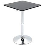 HOMCOM Modern Height Adjustable Counter Bar Table with 360° Swivel Tabletop and Electroplating Metal Base, Pub Desk for Living Room, Kitchen, Restaurant, Pub, Black and Silver