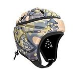 HOLDOMG Soft Helmet Flag Football Rugby Goalkeeper Helmet Scrum Cap Soft Shell Helmet Soccer Headgear Special Needs Protection for Childrens (Camouflage Yellow)