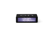 Lexon Flip+ Travel Digital Alarm Clock, Reversible On/Off Faces Small Travel Clock with LCD Display & Touch Sensor Light, Battery Operated, Rubber - Black