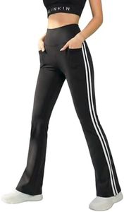 BLINKIN Flared Gym Pants for Women's Workout - The Ultimate Yoga Pants | Workout Lowers | Gym Track Pants for Women with Side Pockets (5460-Black,Size_L)