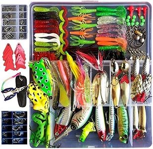 276 Pcs Fishing Lure Kit crankbaits deep dor walleye and pike Bionic Bass Trout Salmon Pike RattleFor Trout Bass Salmon Mixed Hard Baits Soft Rubber Worms Floating Hooks with Tackle Box and Pliers