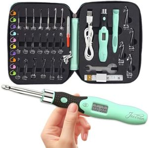 Upgraded Counting Crochet Hook Set - 24-in-1 Interchangeable Hooks Kit - Light Up, Digital Stitch & Row Counter- No Need to Move Fingers- Ergonomic for Arthritic Hands - Cool Gift