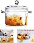 Glassware Glass Pot with Lid - 1.5 L | Heat Resistant Handles – Doubles as Serving Dish - Made from Oven, Microwave, Stove and Dishwasher Safe Borosilicate Glass – Small Glass Pot