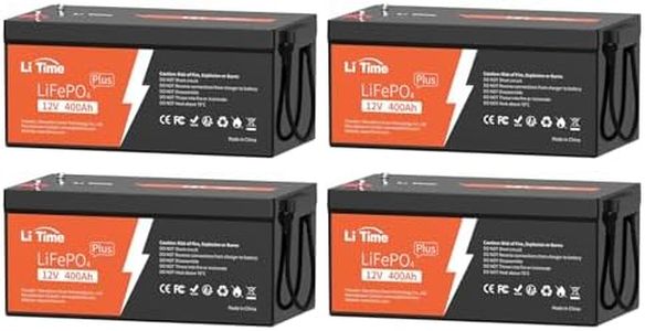 Litime 4Pcs 12V 400Ah Plus LiFePO4 Lithium Battery, 250A BMS, 5120Wh Energy- 3200W Max, 4000-15000 Cycles & 10-Year Lifetime, Load Power Group 8D Battery Perfect for RV Home Solar System (4 Packs)