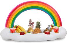 NYRWANA Inflatable Rainbow Cloud Tray Bar Cup Drink Holder Container Party Swimming Pool Toy Floating Portable Buffet Ice Serving Drinks Salads Foods Fruits