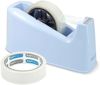 Rapesco 1488 500 Dispenser per Nastro Adesivo con 2 Rotoli di Nastro, Azurro