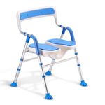Frido Shower Chair Curve with Tool-Free Assembly - Adjustable Height Shower Bench with Ergonomic Backrest - Bath Chair for Elderly, Disabled, Pregnancy & Post-Surgery - 100kg Capacity (Matte Silver)