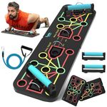 Maxpush Quadropress Pushup Board with Tension Band | Perfect Push-Up Handles for Floor | Ultimate Workout Equipment for Home Gym | Easy to carry, Portable and foldable | 7 in1 Multifunction Exercise Machine | Color-Coded Strength Training Tool | Superior Gym Accessories for Men & Women