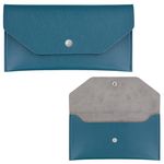 Leather Cash Envelope Wallet, Blue Cash Holder Wallet Practical Leather Money Envelopes Reusable Money Wallet Organizer Portable Envelope Pouch Purse for Money Receipt Bill Cash Check Budget