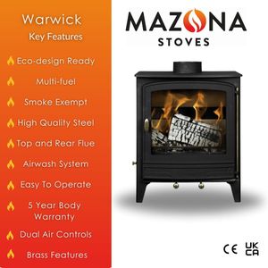 Mazona Warwick 8kW Wood Burner Stove – High Efficiency Heating