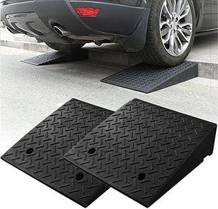 Rocomoco Rubber Curb Ramp, 7'' Rise Driveway Curb for Ramps, Heavy Duty 6800 lbs/3 T Capacity Threshold Ramps, Portable Shed Ramp, Anti-Slip Driveway Ramps for Low Cars Wheelchairs Motorcycle (2PCS)