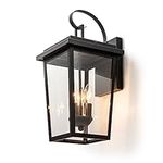 OUPAVOCS Large Outdoor Wall Sconce, Black Exterior Light Fixtures Wall Mount, Waterproof Outside Porch/Patio Lights for House, Wall Lantern with Seeded Glass, Perfect for Garage, Entryway