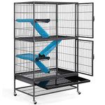 Yaheetech 2-Story Rat Cage 137cm Pet Cage with Rolling Stand Pet for Ferret/Chinchilla/Bunny/Hedgehogs with Removable Platform Ramp, Black