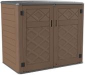 Horti Cubic 50 Cu Ft Outdoor Storage Shed, Horizontal Storage Box Waterproof for Garden, Patio, Pools, Multi-Opening Doors for Easy Storage of Kids' Bike, Trash Can, Tools, Lawn Mower (Grizzly Brown)