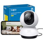 Tapo C220 2K Pan/Tilt Indoor Camera, WiFi Security Camera, AI Detections, Customizable Privacy Mode, 2-Way Audio, Night Vision, Cloud and Local Storage, Works With Alexa and Google, No Monthly Fee