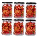 DCloud Hub Round Glass Jar and Container with Air Tight Black Lid - 500ml, Set of 6, Clear