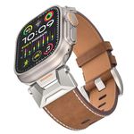 Morofy Vintage Grain Leather Band Compatible With Apple Watch Ultra 2 / Ultra Band 49 | 45 | 44 | 42MM, Leather Strap with Titanium Connectors strap for Apple Watch Strap Series 9 |SE2 |SE |8 |7 |6 |5 |4 |3 |2 |1 - Brown