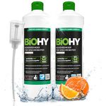 BiOHY Floor Cleaner for Mopping Robots with Orange Scent (2 x 1l Bottle) + Dispenser | Cleaning Agent Concentrate for All Floor-Cleaning Robots | Foam-Free & Streak-Free | Sustainable 1:200