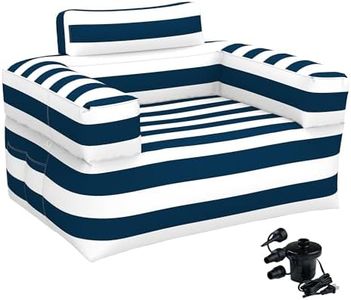 Codi Outdoor Inflatable Sofa with Air Pump – Waterproof Blow-Up Couch for Adults – Perfect for Patio, Camping, Backyard, and Beach – Portable Sofa with Handle – Cabana Navy