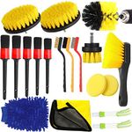 19Pcs Car Detailing Kit, Auto Cleaning Brush Set includes Drill Brush, Boar Hair Detail Brush, Wire Brush, Air Conditioner Brush for Cleaning