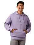 NOBERO Men's Cotton Blend Neck Hooded Sweatshirt (1M-TWHO-R0041_Digital Lavender