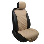 Black Panther Car Seat Cover, Luxury Car Seat Protector,Universal Anti-Slip Driver Seat Cover with Backrest, Diamond Pattern Embroidery (1Piece,Beige)