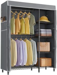 VIPEK V7C Basic Garment Racks with Cover Portable Closets for Hanging Clothes, Heavy Duty Clothes Rack with Shelves Metal Closet Wardrobe, Max 670lbs, Black Rack with Grey Upgraded Polyester Cover
