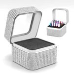 Nail Drill Bits Holder Rhinestone Case Box- Efile Nail Bits Displayer Organizer Container, 25 Holes Dustproof Nail Bits Box for Manicure Tools (Drill Bits Not Included)