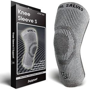 Vital Salveo Recovery Knee Brace S-Support for Arthritis, ACL,Germanium & Charcoal Knee Compression Joint Protection Meniscus Tear Muscle Fatigue, Pain Relief Sports-(1PC) Light Grey-Small