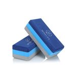 WiseLife Pro Yoga Block | Yoga Brick (Regular Size), High Density Premium TPE Foam Material, Soft Surface, Triple Layer for Optimum Balance, Support & Cushion (Pair, Blue Grey)