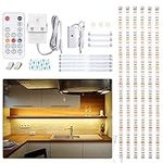 WOBANE Dimmable Under Cabinet LED Lighting Kit, 6*50cm Strip Lights with Remote Control, Counter for Kitchen,Cupboard,Shelf,TV Back,Showcase,2700K Warm White,Bright, Timing,12V,1500lm