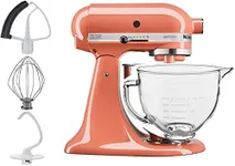 KitchenAid 5-Quart Tilt Head Stand Mixer With Flex Edge Beater Glass Bowl Bird of Paradise Pink