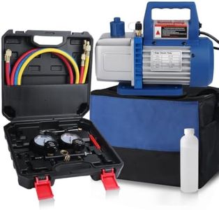 ZJERYL GULL 1/3 hp AC Vacuum Pump and Gauge Kit, R1234yf 4-Way cfm HVAC Vacuum Pump and 3 Hoses & Adapter, Punctureable and Self-Sealing R134a Can Taps，A/C Vacuum Pump Kit