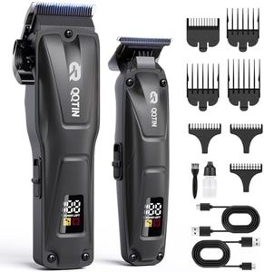 QQTIN Hair Clippers for Men, Cordless Hair Trimmer for Hair Cutting with Long Battery Life, 8500RPM Electric Clippers and Trimmers Set for Self-Haircut and Family Use (Carbon Grey)