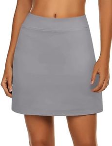 Ekouaer Womens Golf Skort High Waist Skorts for Women Casual Summer Quick Dry Tennis Skirt with Underpants,Light Grey Large