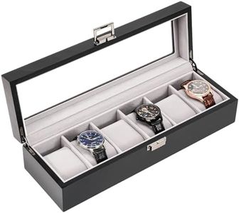 ProCase Watch Box for Men, 6 Slot Wooden Watch Display Case Mens Watch Box Organizer, Wood Watch Cases for Men Watch Storage, Watch Holder Organizer with Glass Lid -Black