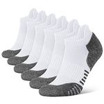 Closemate Mens Ankle Socks 6 Pairs White Low Cut Athletic Socks Cotton Cushioned Tab Non-Slip Breathable Sport Running Socks(6 White, Size L)