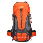 70L Large Camping Hiking Backpack , Lightweight Nylon Trekking Rucksack, For Men Women Outdoor Large Capacity Sports Mountaineering Backpack Climbing Travel Waterproof Daypack, Orange