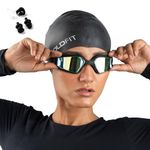 Boldfit Swimming Goggles for Men & Women With Adjustable Strap Goggles for Swimming, Swimming Goggles for Women Air Tight Swim Goggles, Swimming Goggles for Adults With Ear & Nose Plug - Black