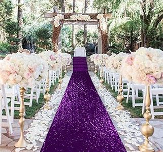 Wedding Aisle Runner 4ftx20ft Purple Glitter Runner for Wedding Sequin Aisle Runner for Outdoor Wedding Ceremony Glitter Runner Hallway Runner Rug Sparkling Aisle Runner