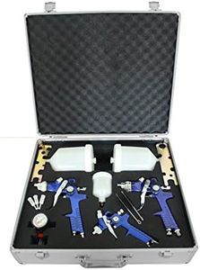 HVLP Lackierpistolen 3er Set Spraypistole Lackierpistole Farbsprühpistolen Druckminderer Spritzpistole im Alu-Koffer Farbspritzpistolen