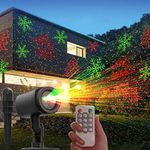 DXstring Christmas Projector Lights Outdoor with Remote - Red and Green 16 Christmas Decoration Patterns, Christmas Lights for Indoor Outdoor Holiday Yard Party Garden Decorations