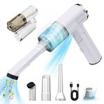 Handheld Vacuum Cleaner Cordless, ULSTAR Foldable Portable Vacuum Cleaner for Car Home, Small Hand Vacuum Cleaner with LED Light, Different Nozzles, Suction & Blowing Dual Function Mini Vac (White)