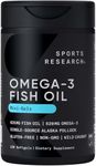 Sports Research Fish Oil Mini-Softgels - Easy to Swallow Omega-3 Fatty Acids from Wild Caught Alaska Pollock Supporting Brain & Heart Health - 625mg, 120 Capsules